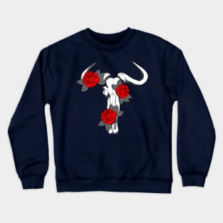 Wildebeest skull with roses Crewneck Sweatshirt